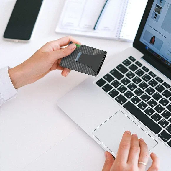 ✨✨BRAND NEW Mens Slim Wallet Minimalist RFID Blocking Money Clip Carbon … - Picture 7 of 8